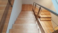 Beautiful hardwood stairs and floor treated with the Kunos oil sealer #244