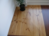 Radiata Pine in showroom - various stains.