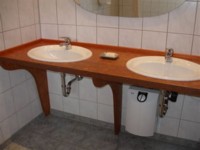 OSB Vanity - Treated with Kaldet Dark Teak Transparent Wood stain, then with the Kunos Natural Oil Sealer.